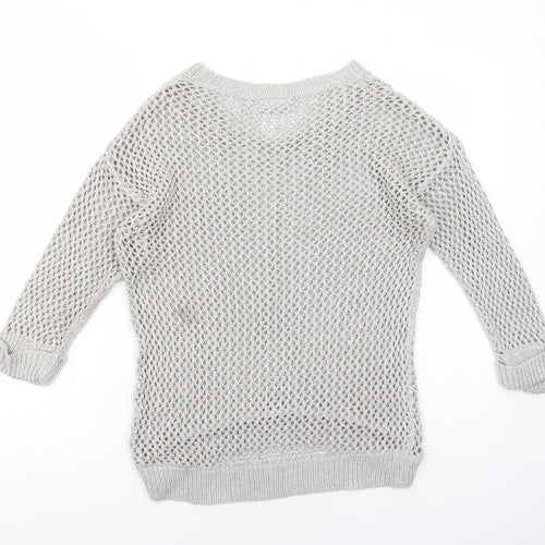 Wallis Womens Grey Crew Neck Polyester Pullover Jumper Size S Pullover