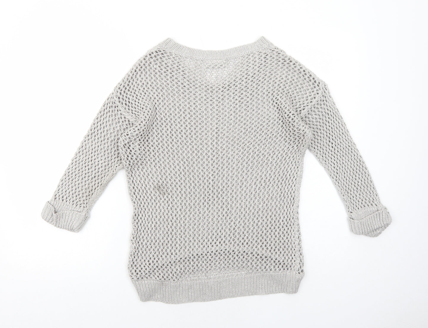 Wallis Womens Grey Crew Neck Polyester Pullover Jumper Size S Pullover