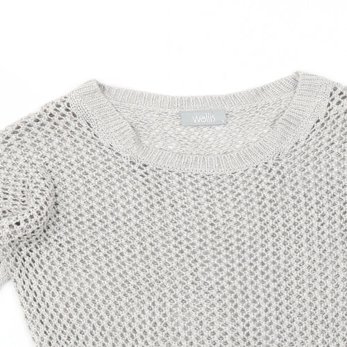 Wallis Womens Grey Crew Neck Polyester Pullover Jumper Size S Pullover