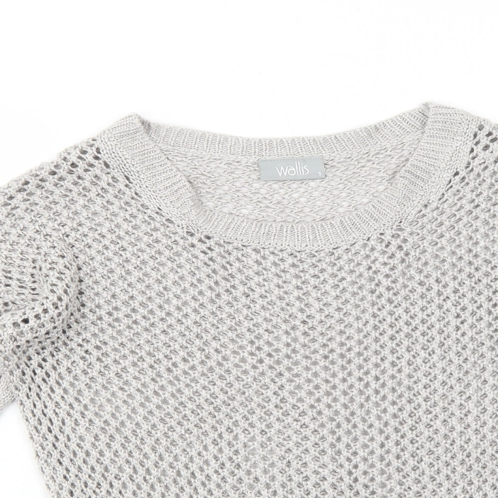 Wallis Womens Grey Crew Neck Polyester Pullover Jumper Size S Pullover