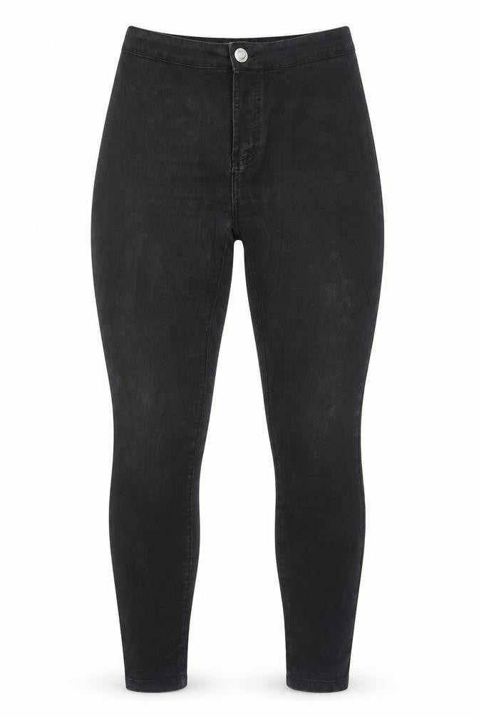 Front view of Texmart women’s black cotton jegging jeans, size UK 14, regular zip
