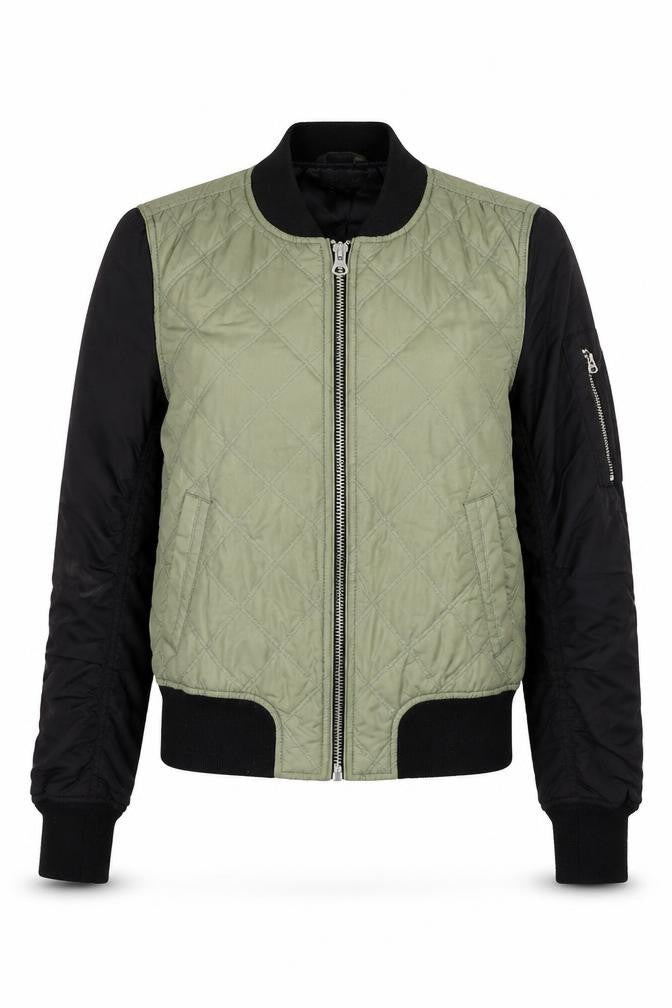 Topshop Womens Green Bomber Jacket Jacket Size 6 Zip