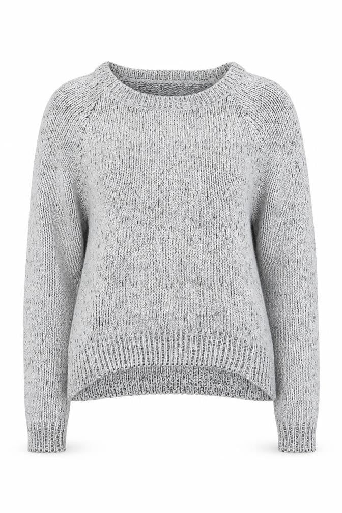 Front view of H&M women’s silver scoop neck polyester jumper, size XS