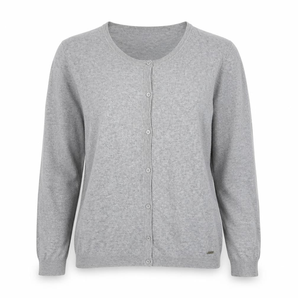 Mango Womens Grey Scoop Neck Viscose Cardigan Jumper Size L