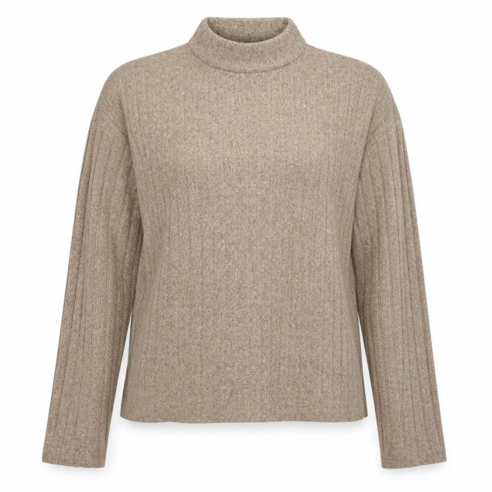 Front view of Primark women’s brown high neck polyester jumper, size UK 6, -, size UK 6-8