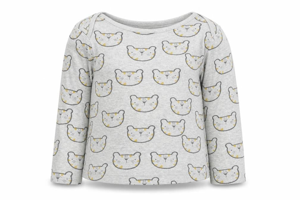 F&F Boys Grey Geometric Cotton Basic T-Shirt Size 18-24 Months Boat Neck Pullover