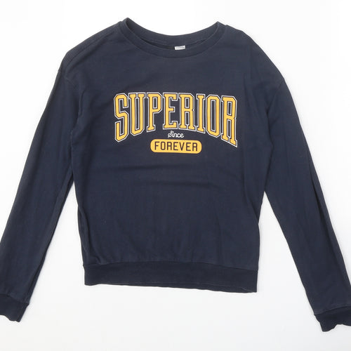Divided Womens Blue Cotton Pullover Sweatshirt Size XS Pullover