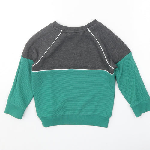 Very Boys Green Colourblock Cotton Pullover Sweatshirt Size 2-3 Years Pullover - Dinosaur