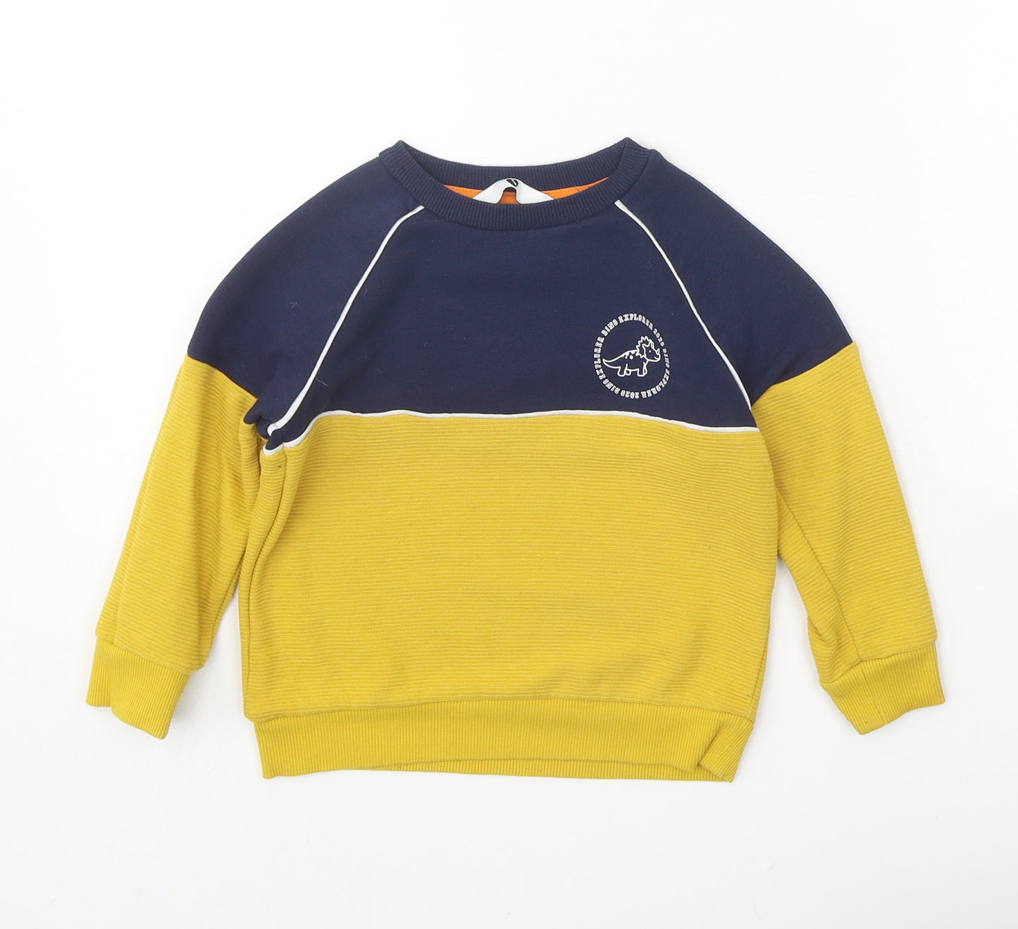 Very Boys Yellow Cotton Pullover Sweatshirt Size 2-3 Years Pullover - Dinosaur