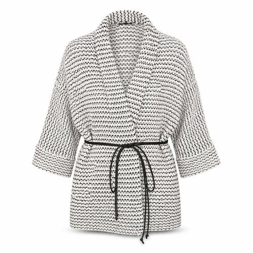 New Look Womens White Collared Geometric Acrylic Cardigan Jumper Size S