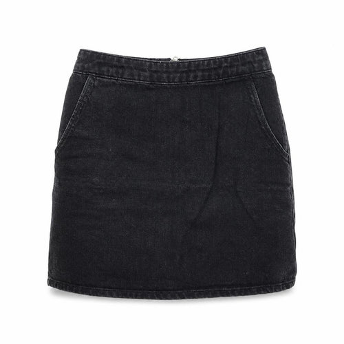 Topshop Womens Black Cotton Mini Skirt Size 25 in Zip