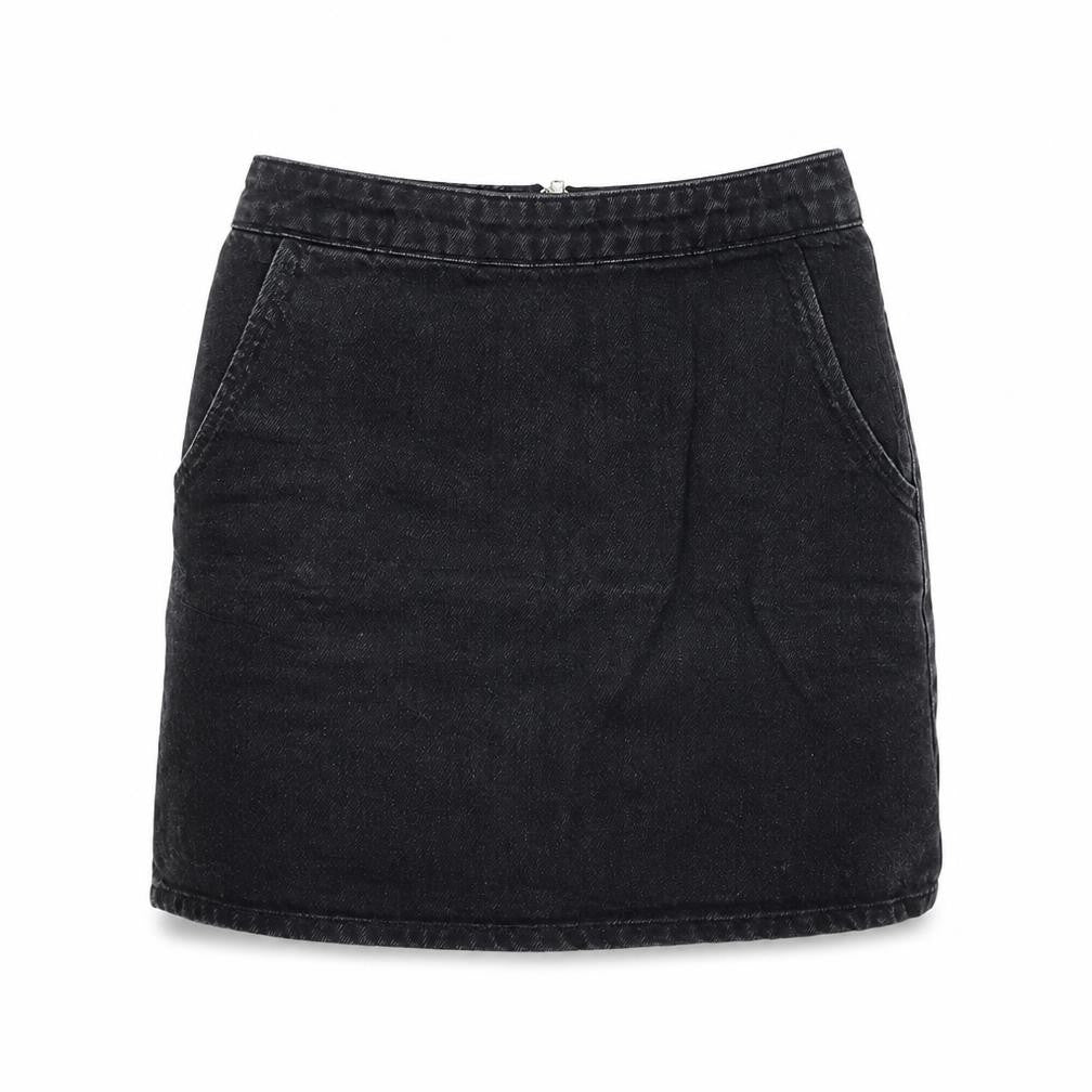 Topshop Womens Black Cotton Mini Skirt Size 25 in Zip