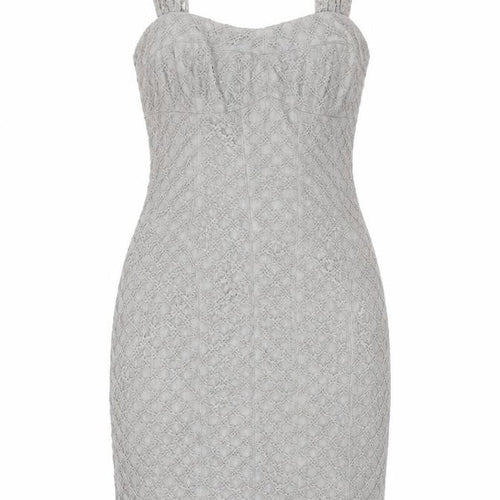 Maggie Boutique Womens Grey Cotton Bodycon Size 8 Square Neck Zip