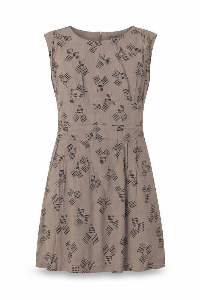Apricot Womens Brown Geometric Viscose A-Line Size S Round Neck Zip