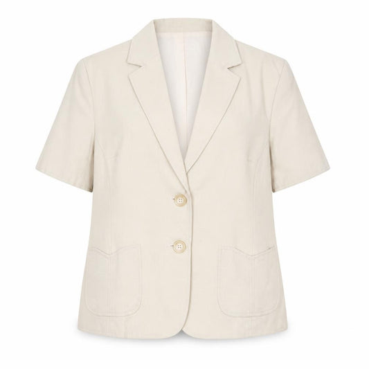 Front view of Damart women’s beige jacket blazer, size UK 18, button