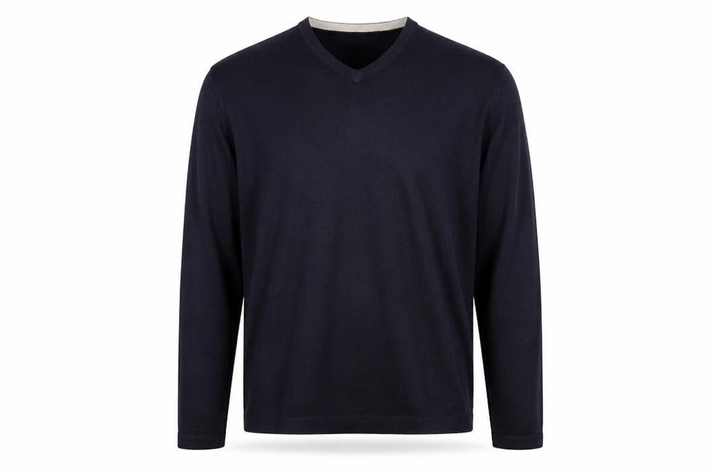 Preworn Mens Blue V-Neck Acrylic Pullover Jumper Size XL Long Sleeve
