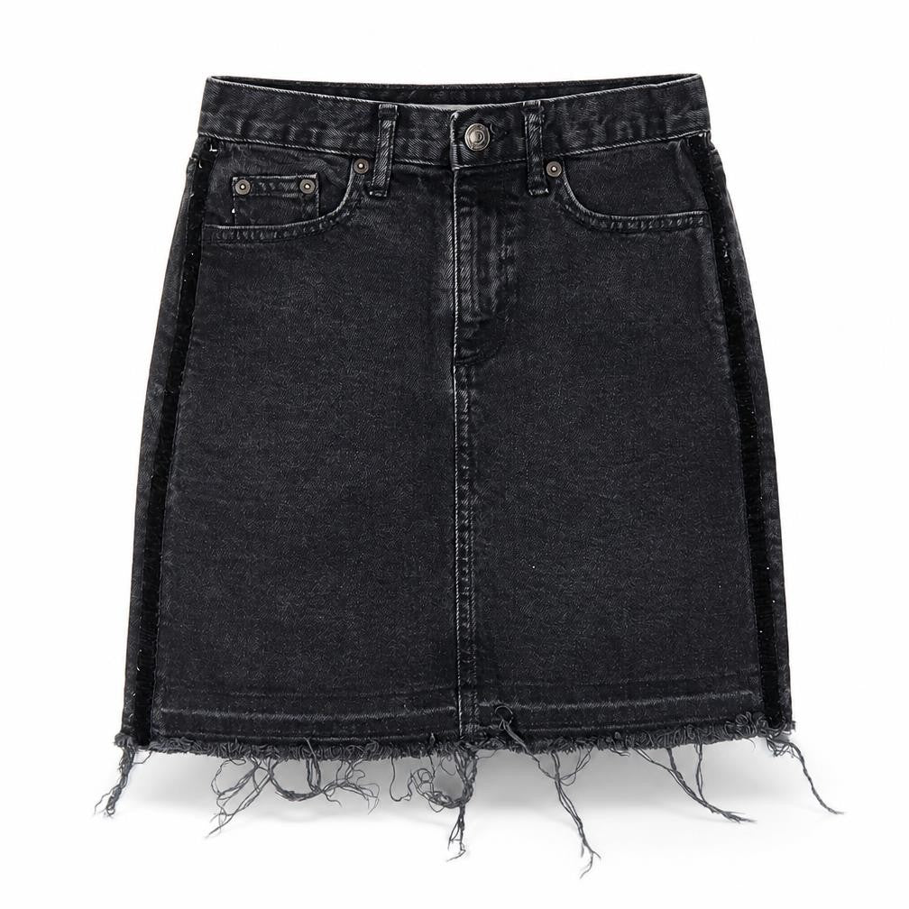 Gap Womens Black Cotton A-Line Skirt Size 24 in Zip