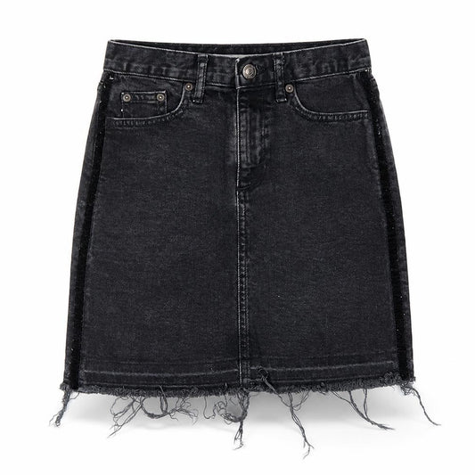 Front view of Gap women’s black cotton a-line skirt, size UK 24, in zip