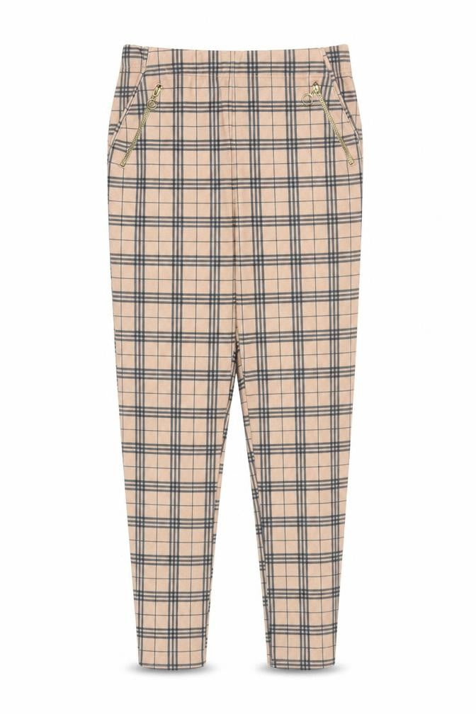 Select Womens Beige Plaid Polyester Trousers Size 8 Regular