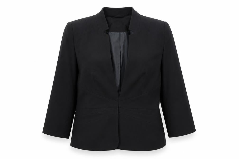 Front view of NAF NAF women’s black jacket blazer, size UK 12