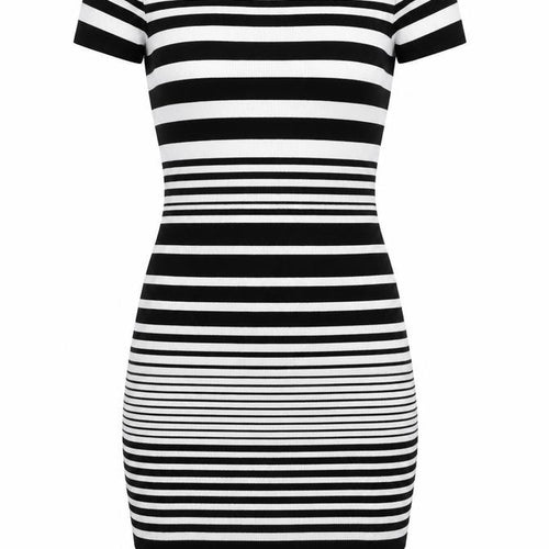 QED London Womens Black Striped Viscose A-Line Size S Round Neck Pullover