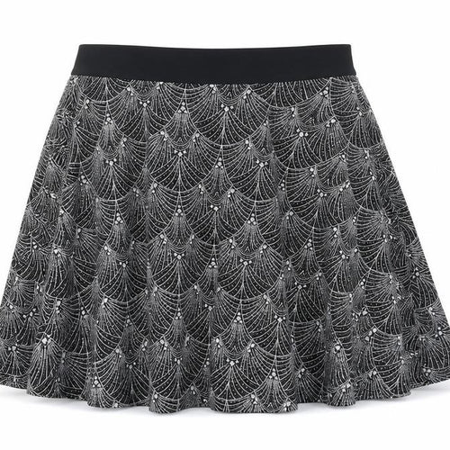 Preworn Womens Black Geometric Polyester Skater Skirt Size 28 in