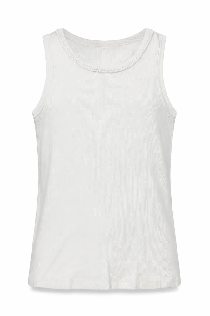 George Girls White 100% Cotton Basic Tank Size 9-10 Years Round Neck Pullover