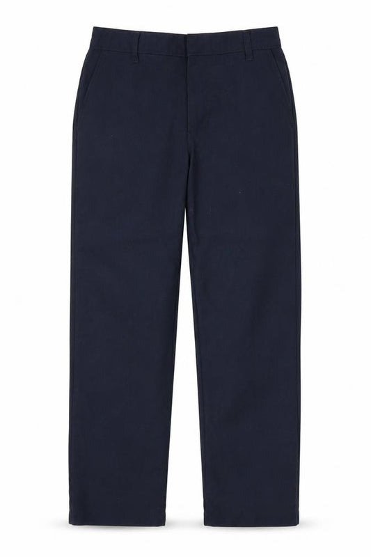 Front view of Marks & Spencer boys’ blue viscose dress pants trousers, size 8-9, years regular zip
