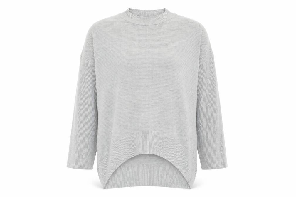 Front view of Primark women’s grey mock neck acrylic jumper, size M