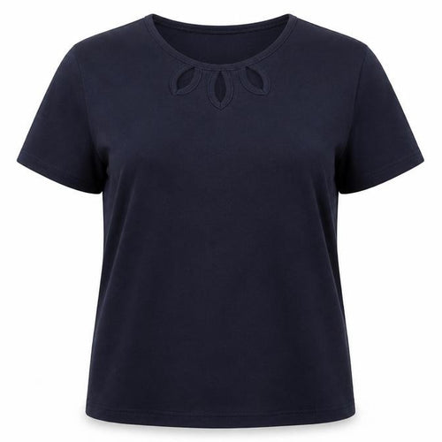 EWM Womens Blue 100% Cotton Basic T-Shirt Size XL Scoop Neck