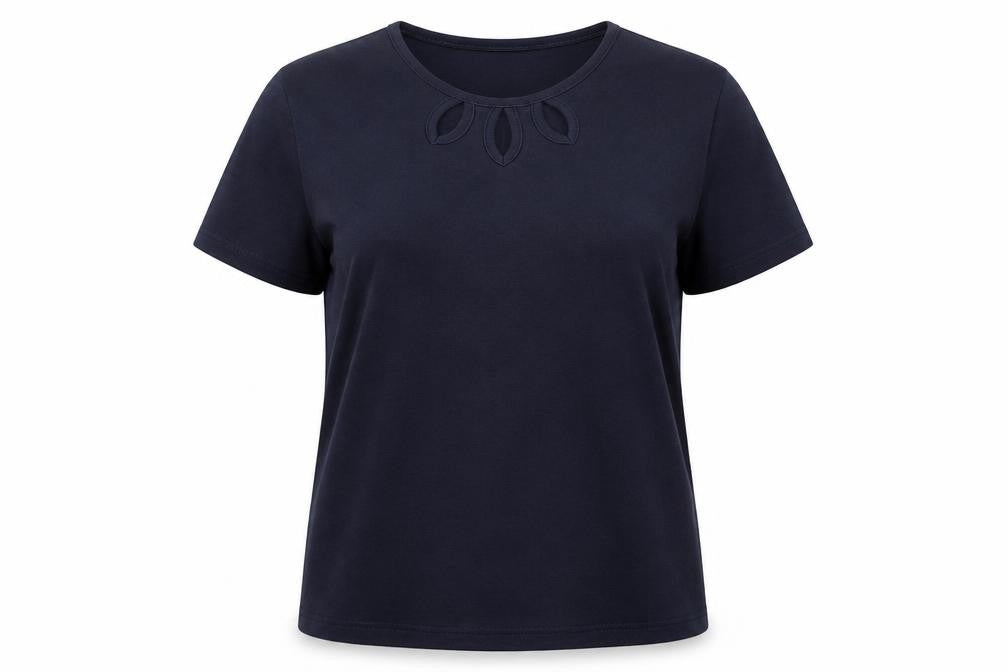 EWM Womens Blue 100% Cotton Basic T-Shirt Size XL Scoop Neck