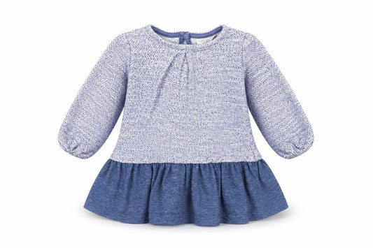 Front view of Next Baby Blue Cotton A-Line, size 0-3, Months Round Neck Button