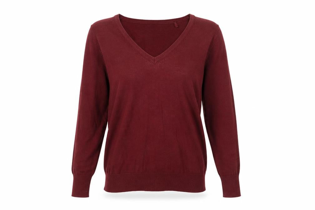 ESMARA Womens Red V-Neck Cotton Pullover Jumper Size S - Size 10-12