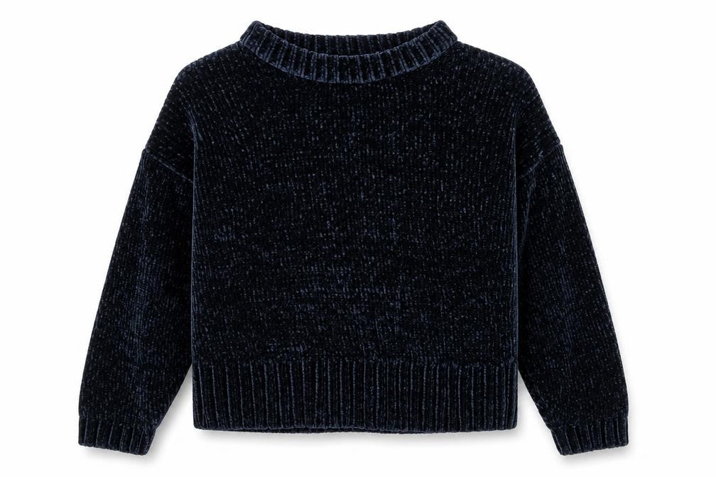 Front view of Marks & Spencer women’s blue round neck polyester jumper, size M