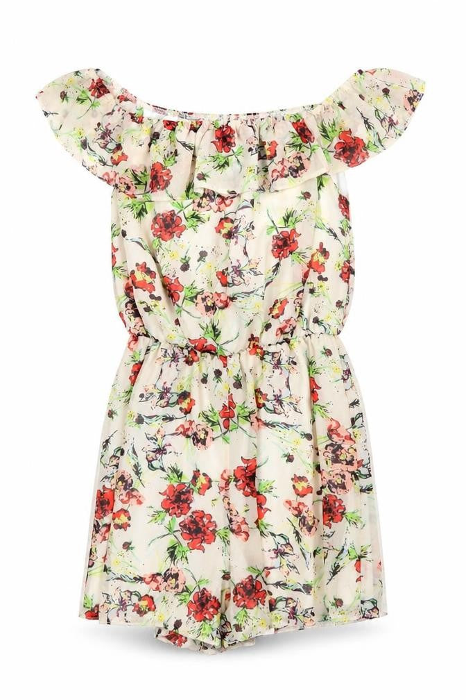 Oh My Love Womens Grey Floral Polyester Playsuit One-Piece Size S Pullover - Bardot