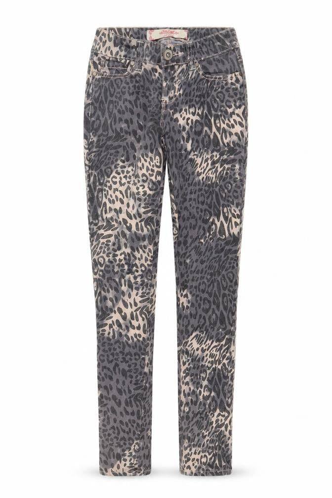 Ribbon Womens Grey Animal Print Cotton Skinny Jeans Size 8 Regular Zip - Leopard Pattern