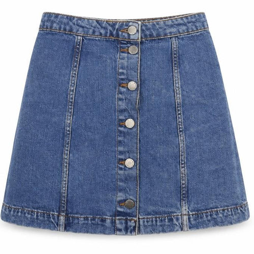 Topshop Womens Blue Cotton Mini Skirt Size 26 in Button