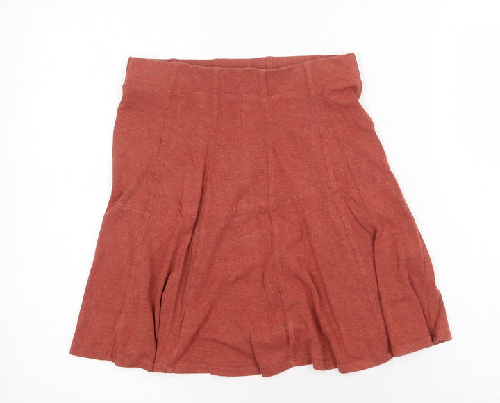 Garage Womens Orange Viscose Pleated Skirt Size XS - Elastic Waist