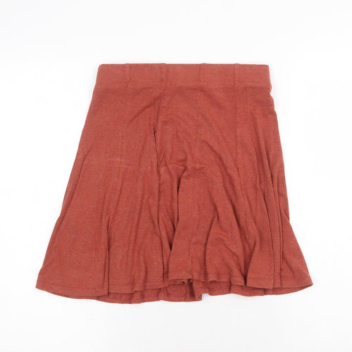 Garage Womens Orange Viscose Pleated Skirt Size XS - Elastic Waist