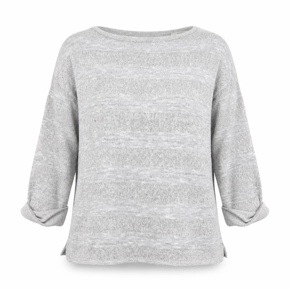 Front view of Papaya women’s grey round neck viscose jumper, size L