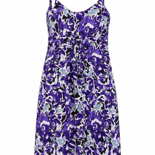 Rivera Womens Purple Floral Viscose Slip Dress Size 10 Scoop Neck Pullover