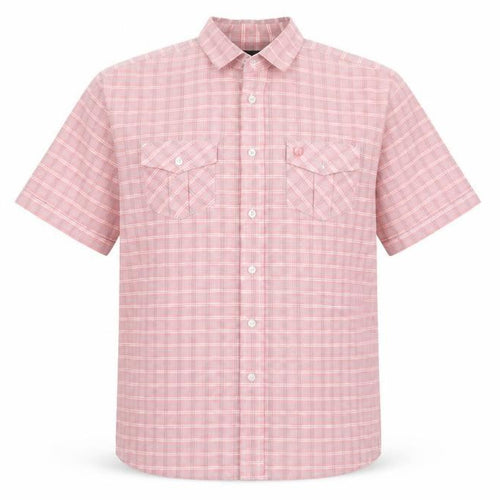 Lincoln Mens Pink Plaid Viscose Button-Up Size L Collared Button