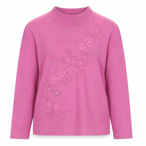 Fay Louise Womens Purple Mock Neck Floral Acrylic Pullover Jumper Size M