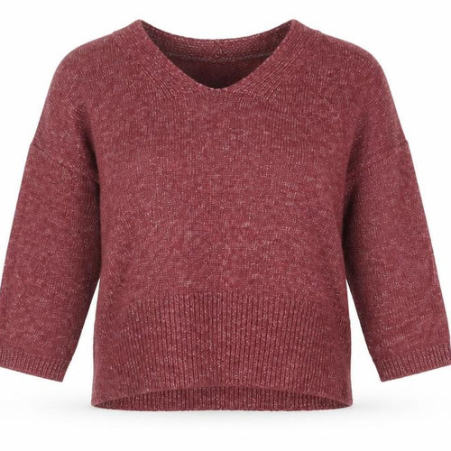 Mango Womens Red V-Neck Acrylic Pullover Jumper Size S