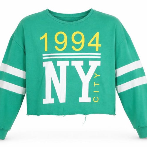 New Look Girls Green Cotton Pullover Sweatshirt Size 14-15 Years Pullover - NY City 1994