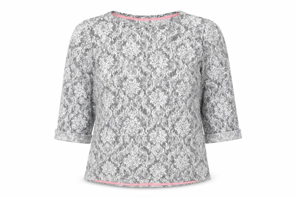 Marks and Spencer Womens Grey Round Neck Geometric Viscose Pullover Jumper Size 12