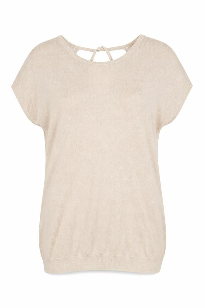 Front view of Next women’s gold round neck viscose jumper, size UK 10