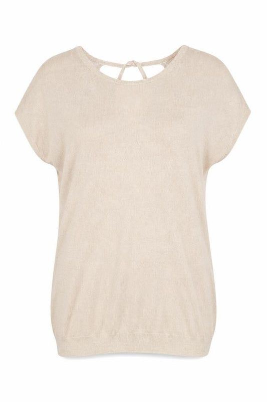Front view of Next women’s gold round neck viscose jumper, size UK 10
