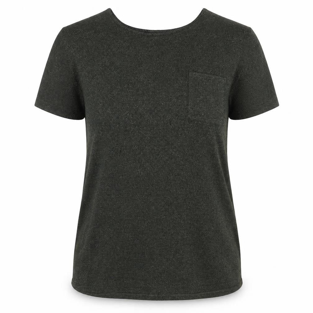 Front view of Topshop women’s green round neck polyester jumper, size UK 8