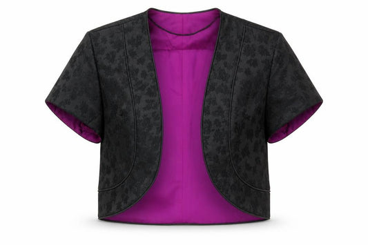 Front view of Roman women’s black geometric jacket blazer, size UK 12